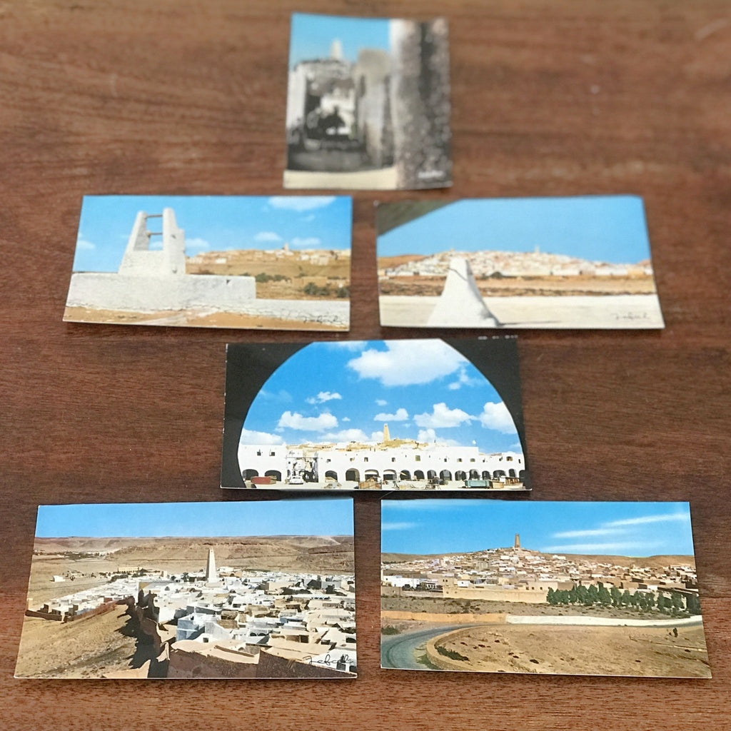 Lot de 6 cartes postales anciennes colorisées souvenir de Ghardaia Algérie par Hello Broc brocante en ligne