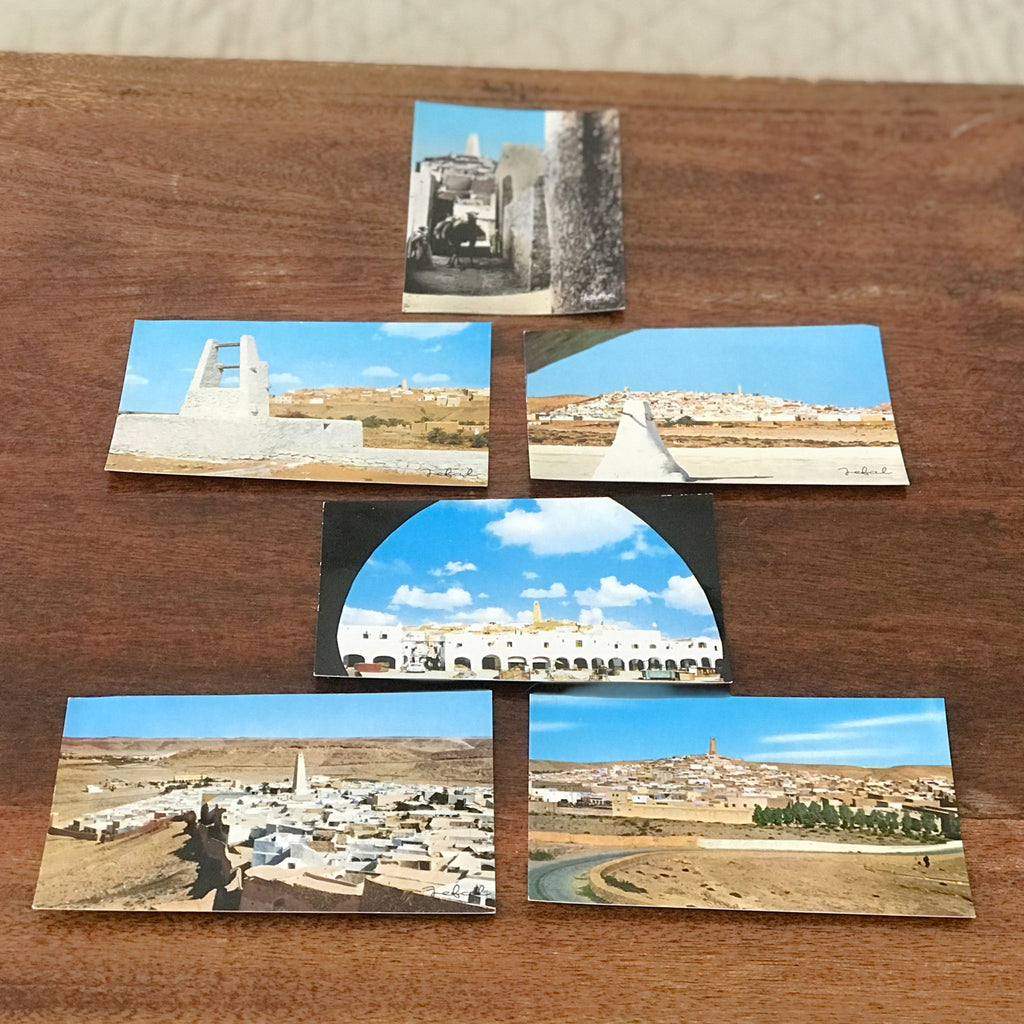 Lot de 6 cartes postales anciennes colorisées souvenir de Ghardaia Algérie par Hello Broc brocante en ligne
