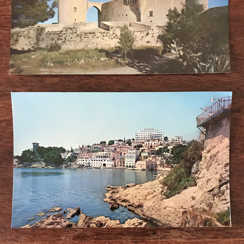 Lot de 3 cartes postales anciennes colorisées souvenir de Palma Majorque (Mallorca Baleares) Espagne années 60 format 14 x 9 cm par Hello Broc brocante en ligne