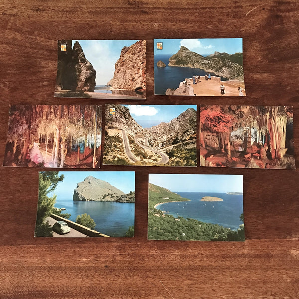 Lot de 7 cartes postales anciennes colorisées souvenir de Majorque (Mallorca Baleares) Espagne années 60 format 15 x 10,5 cm par Hello Broc brocante en ligne