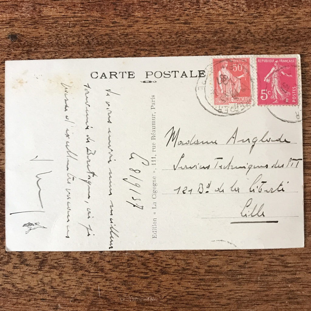 Carte postale ancienne noir et blanc sépia 1937 2 bigoudens Bretagne France par Hello Broc brocante en ligne
