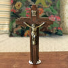 Crucifix années 40 en chêne, bronze doré et inserts en laiton par Hello Broc brocante en ligne