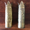 Paire douilles obus d'artillerie 1914 - 1918 gravé Roses - Art Nouveau par Hello Broc brocante en ligne