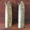 Paire douilles obus d'artillerie 1914 - 1918 gravé Roses - Art Nouveau par Hello Broc brocante en ligne