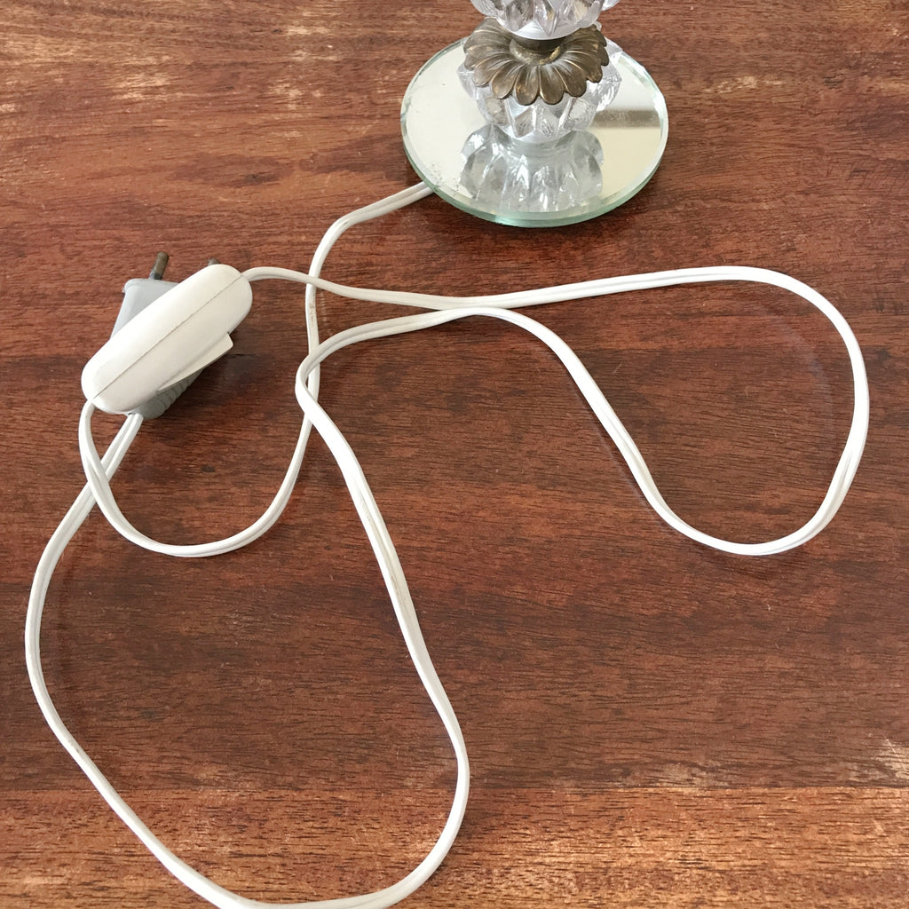 Pied de lampe de chevet cristal taillé et bronze, base miroir hauteur de 17 cm par Hello Broc brocante en ligne
