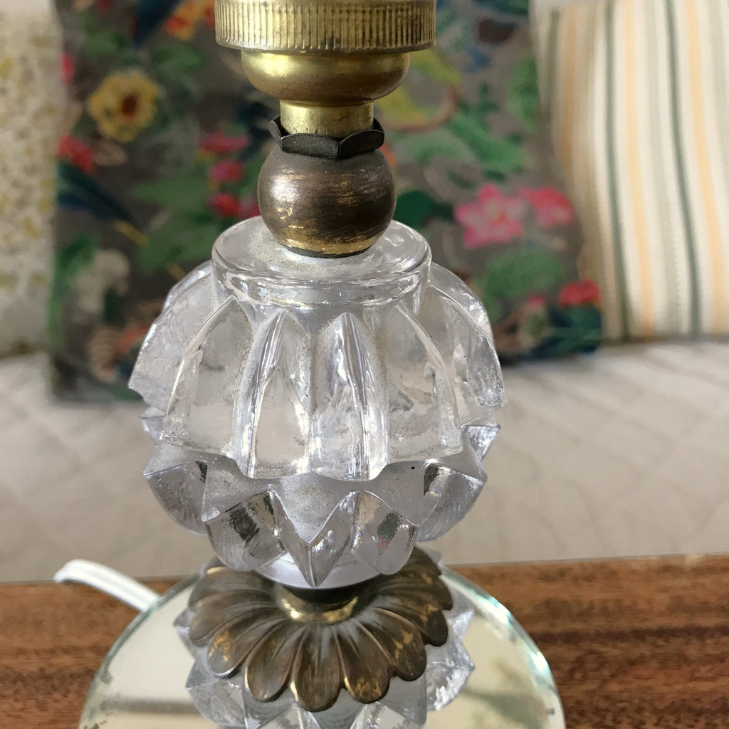 Pied de lampe de chevet cristal taillé et bronze, base miroir hauteur de 17 cm par Hello Broc brocante en ligne