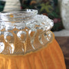 Abat jour en verre moulé entouré d'un velours plastifié jaune orange par Hello Broc brocante en ligne