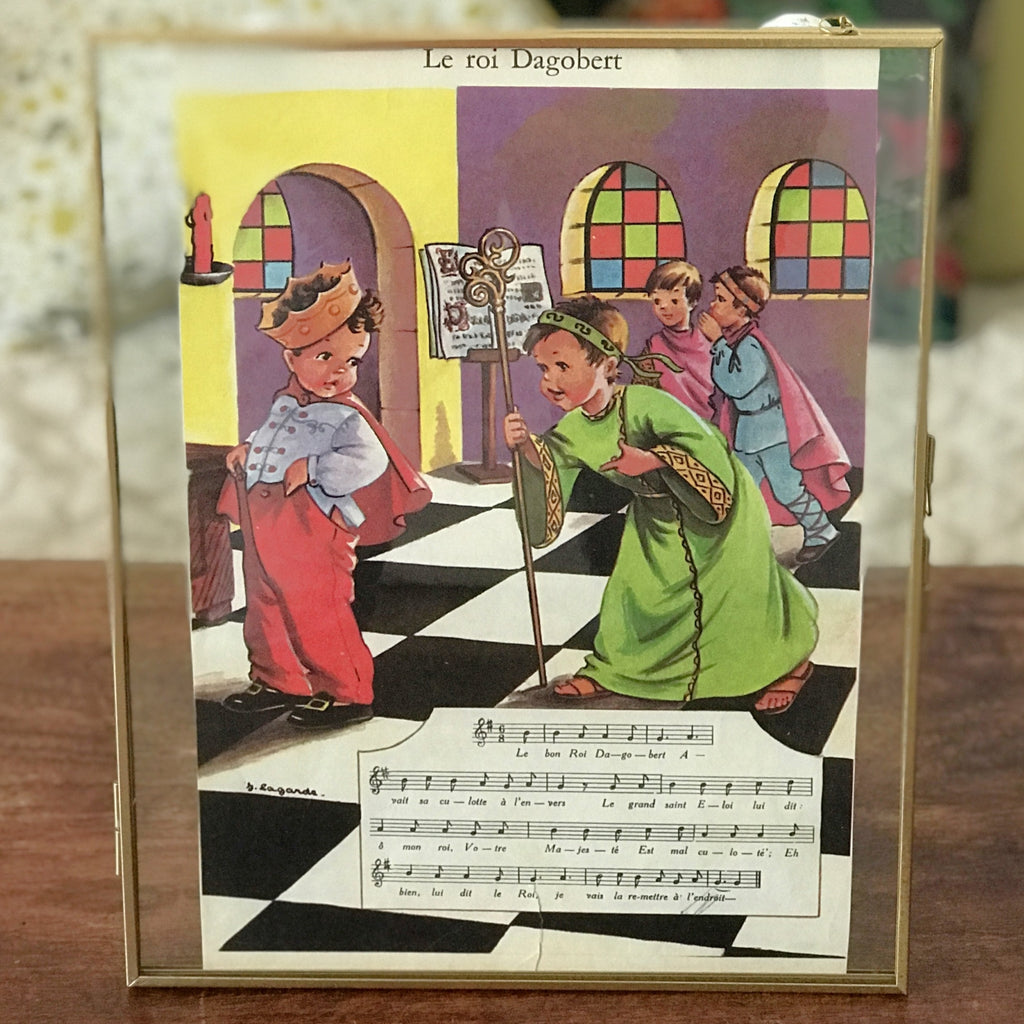 Lot de 3 planches illustrées vintage des années 60 recto et verso et paroles de chansons enfantines par Hello Broc brocante en ligne