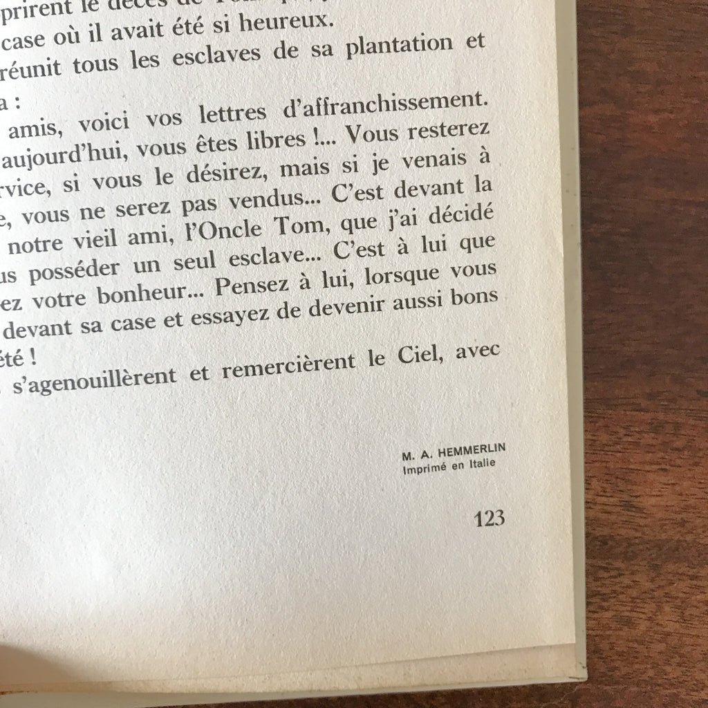 Livre illustré La case de l'oncle Tom par Harriet Beecher Stowe Editions Hemma 1967 par Hello Broc brocante en ligne