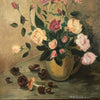Tableau huile sur toile bouquet de fleurs, marrons et champignon 54 x 65 cm - Hello Broc