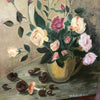 Tableau huile sur toile bouquet de fleurs, marrons et champignon 54 x 65 cm - Hello Broc