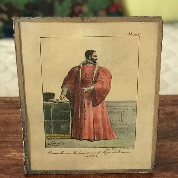 Impression tirée d'une lithographie signée Hippolyte Lecomte : Conseiller au Parlement sous Henry II - Hello Broc