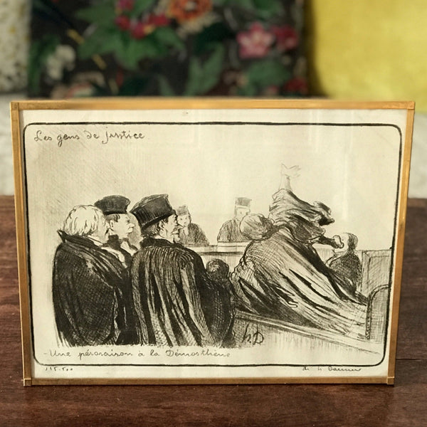 Lithographie d'Honoré Daumier Les Gens de Justice - Une péroraison à la Démosthène - Hello Broc