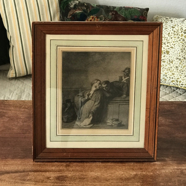 Estampe encadrée en bois d'un dessin signé Honoré Daumier Une Cause Criminelle - Hello Broc