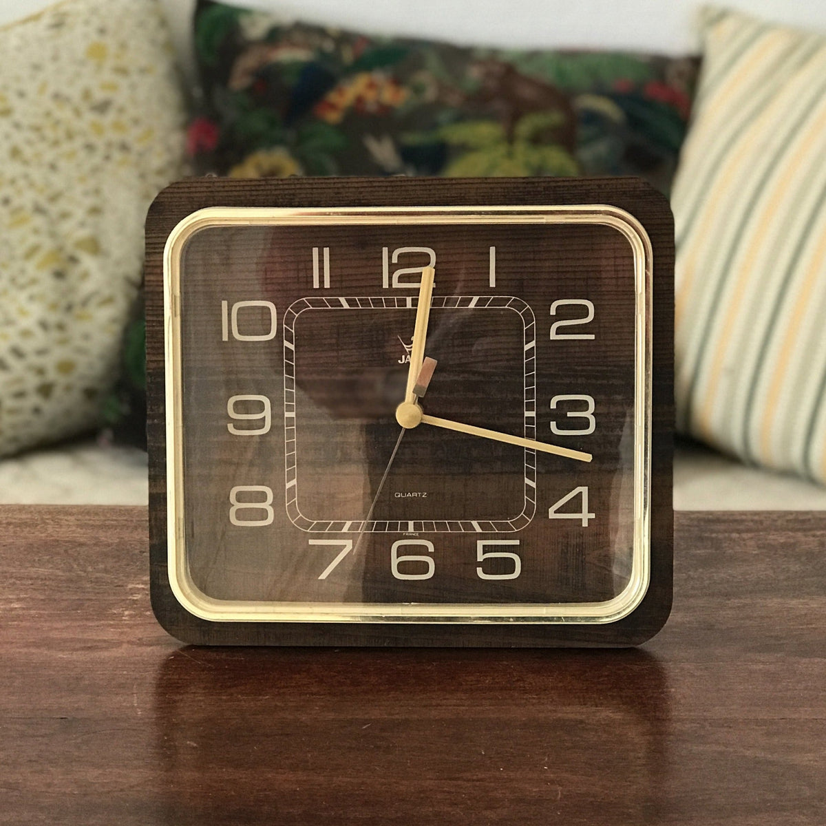 Horloge Murale Jaz RECTIC – Formica Noyer – Design Vintage – Révisée