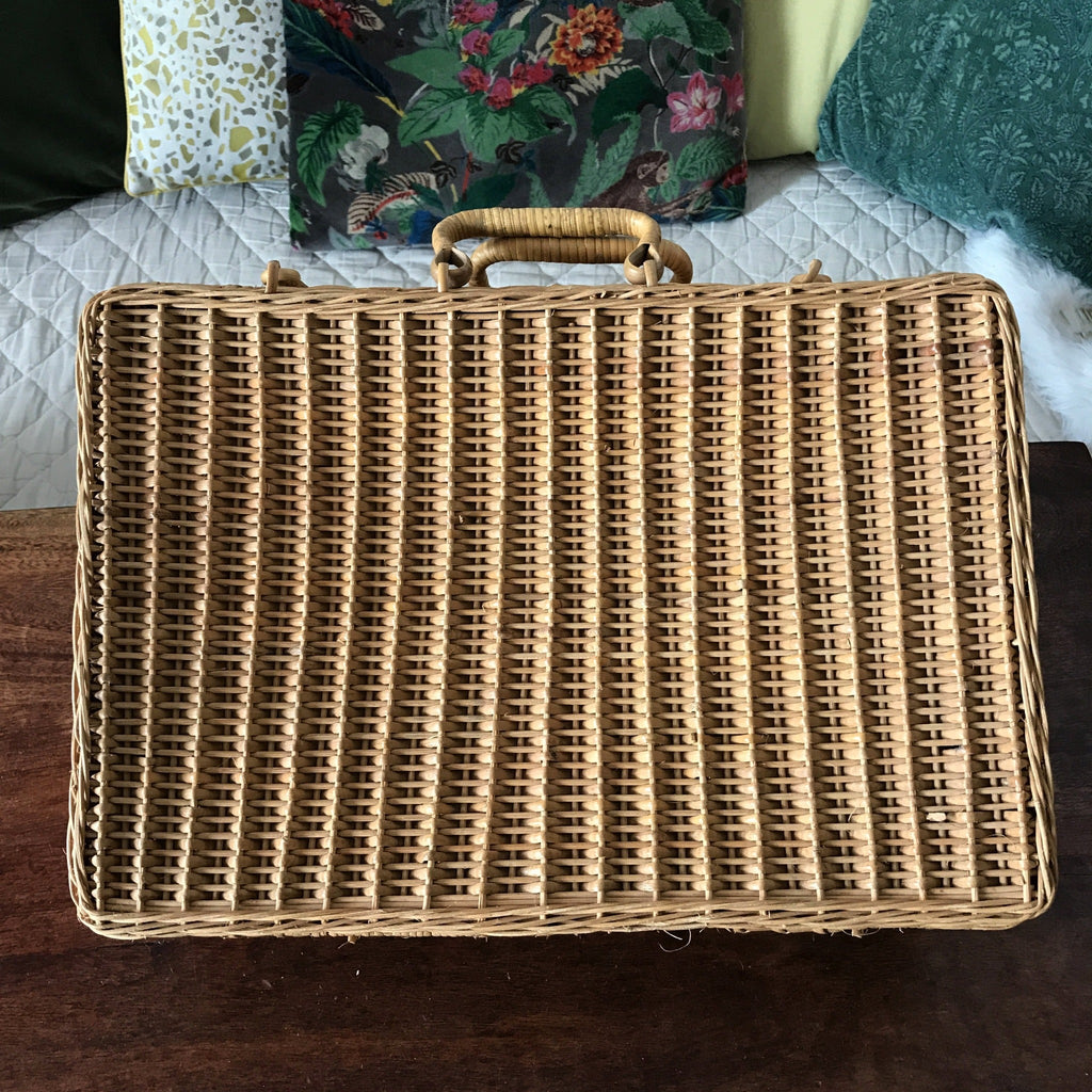 Valisette vintage en rotin tressé 41 x 28 x 15 cm - Hello Broc