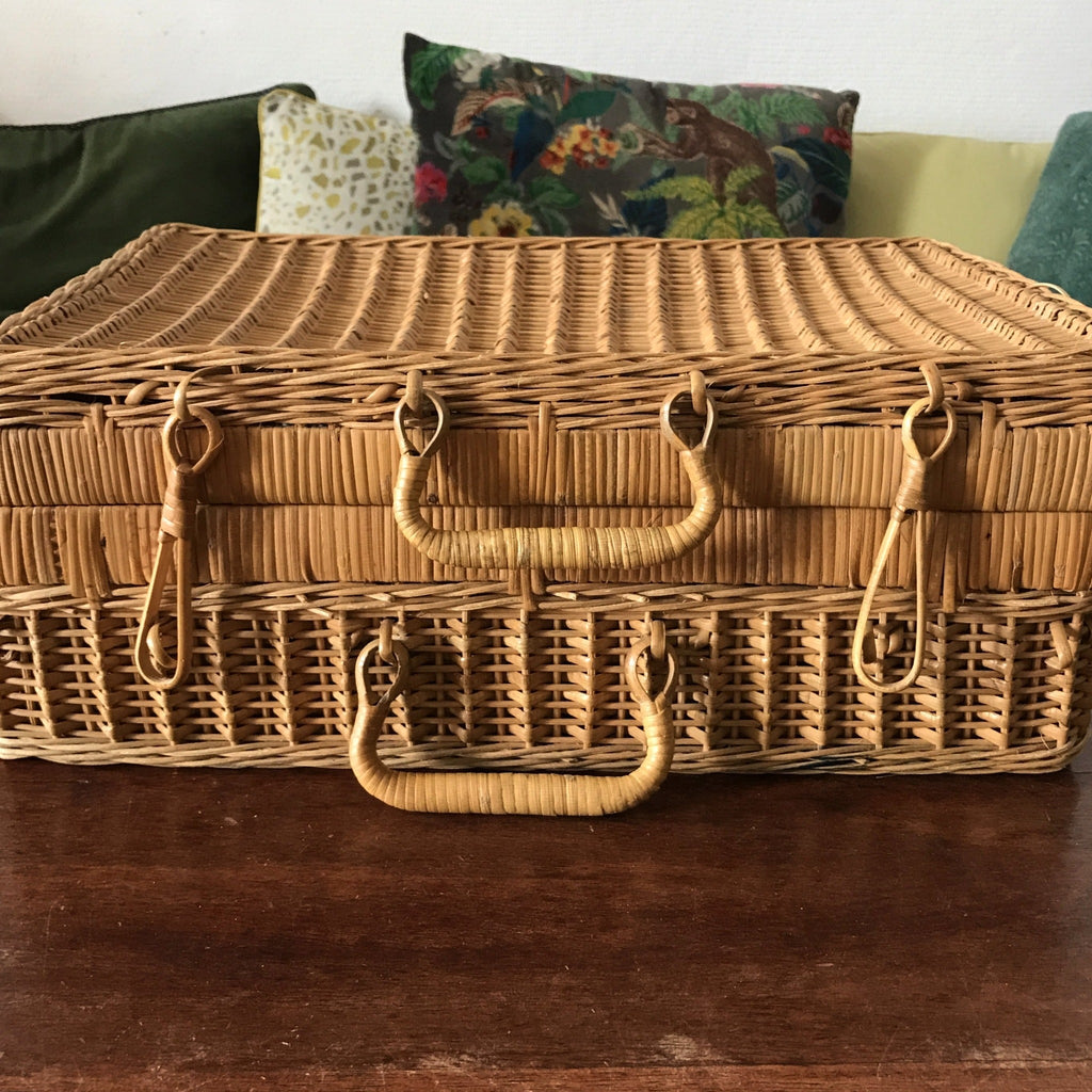 Valisette vintage en rotin tressé 41 x 28 x 15 cm - Hello Broc