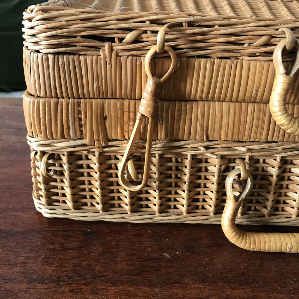 Valisette vintage en rotin tressé 41 x 28 x 15 cm - Hello Broc