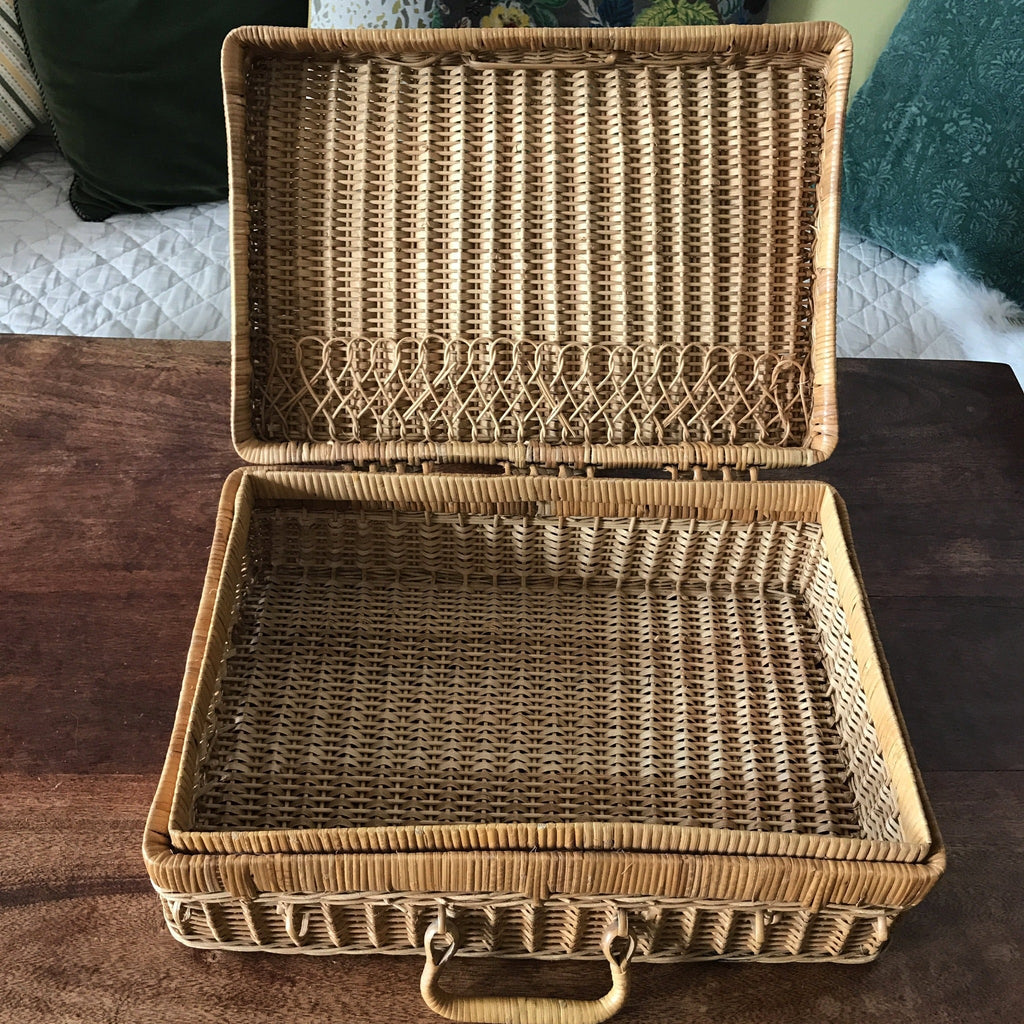 Valisette vintage en rotin tressé 41 x 28 x 15 cm - Hello Broc