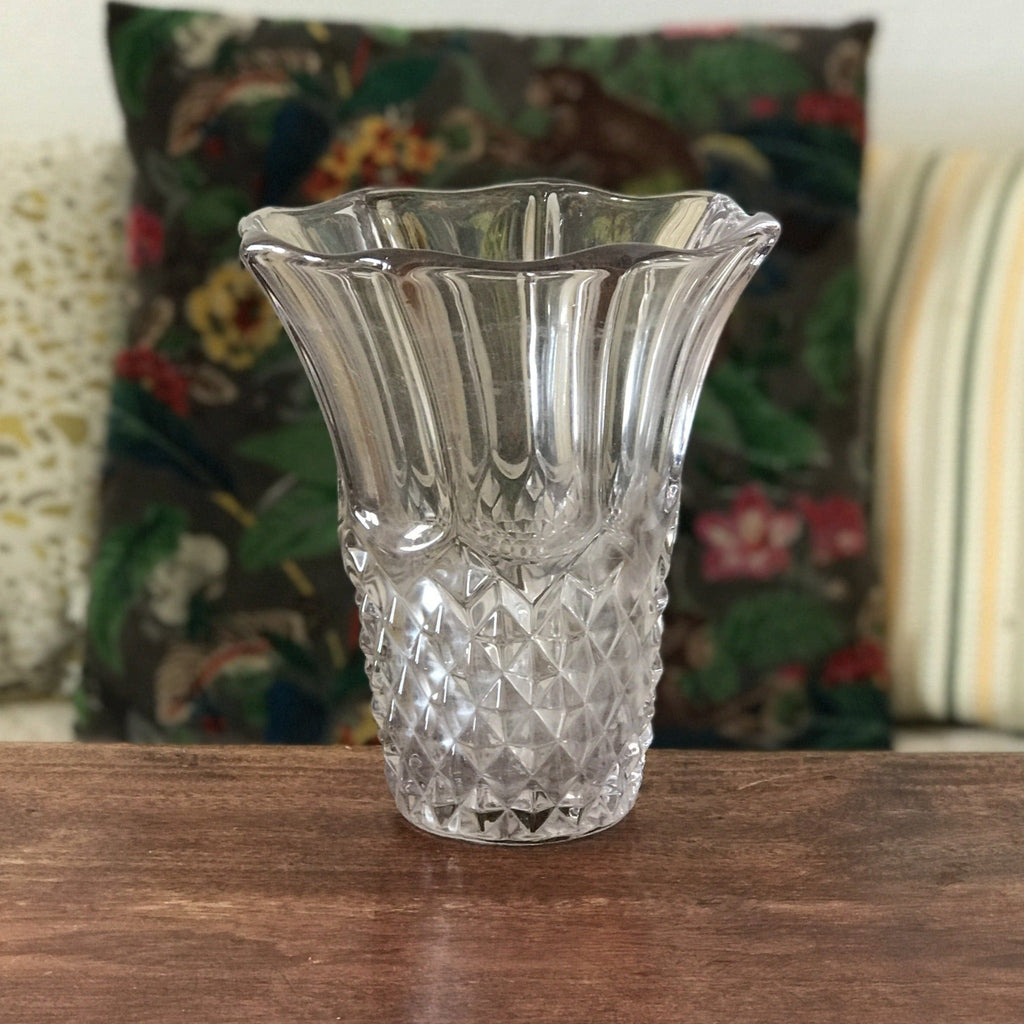 Grand vase évasé style Art Déco en verre moulé - Hello Broc