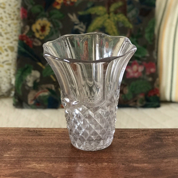 Grand vase évasé années 50 en verre moulé - Hello Broc