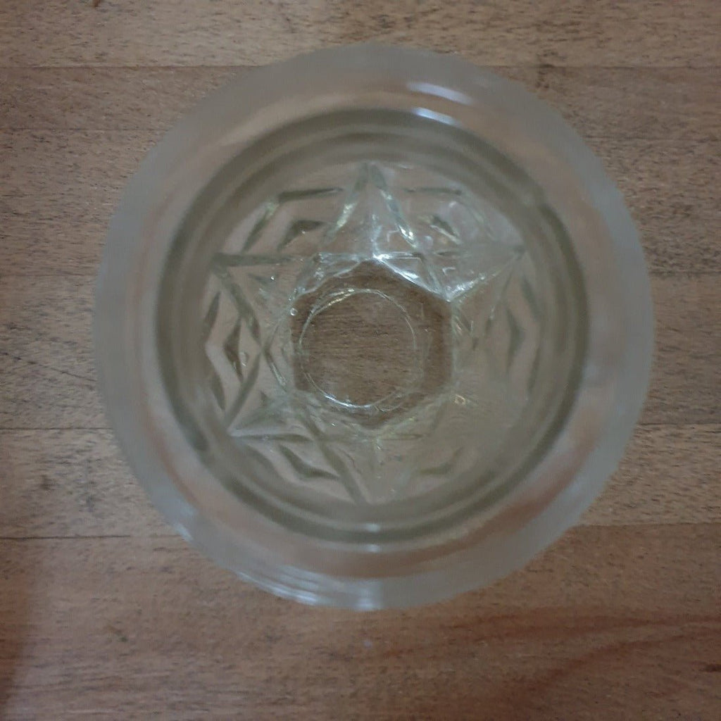 Petit vase style Art Déco en verre moulé transparent forme arrondie et hexagonale - Hello Broc