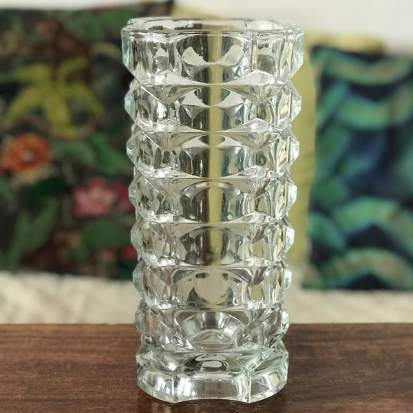 Grand vase Windsor par JG Durand pour Luminarc en verre moulé transparent - Hello Broc