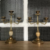 Paire de chandeliers à 3 branches en bronze doré, laiton et onyx Napoléon 3 - Hello Broc