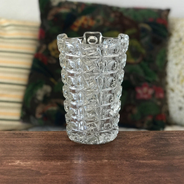 Vase en cristal moulé évasé taille moyenne bordure crantée - Hello Broc