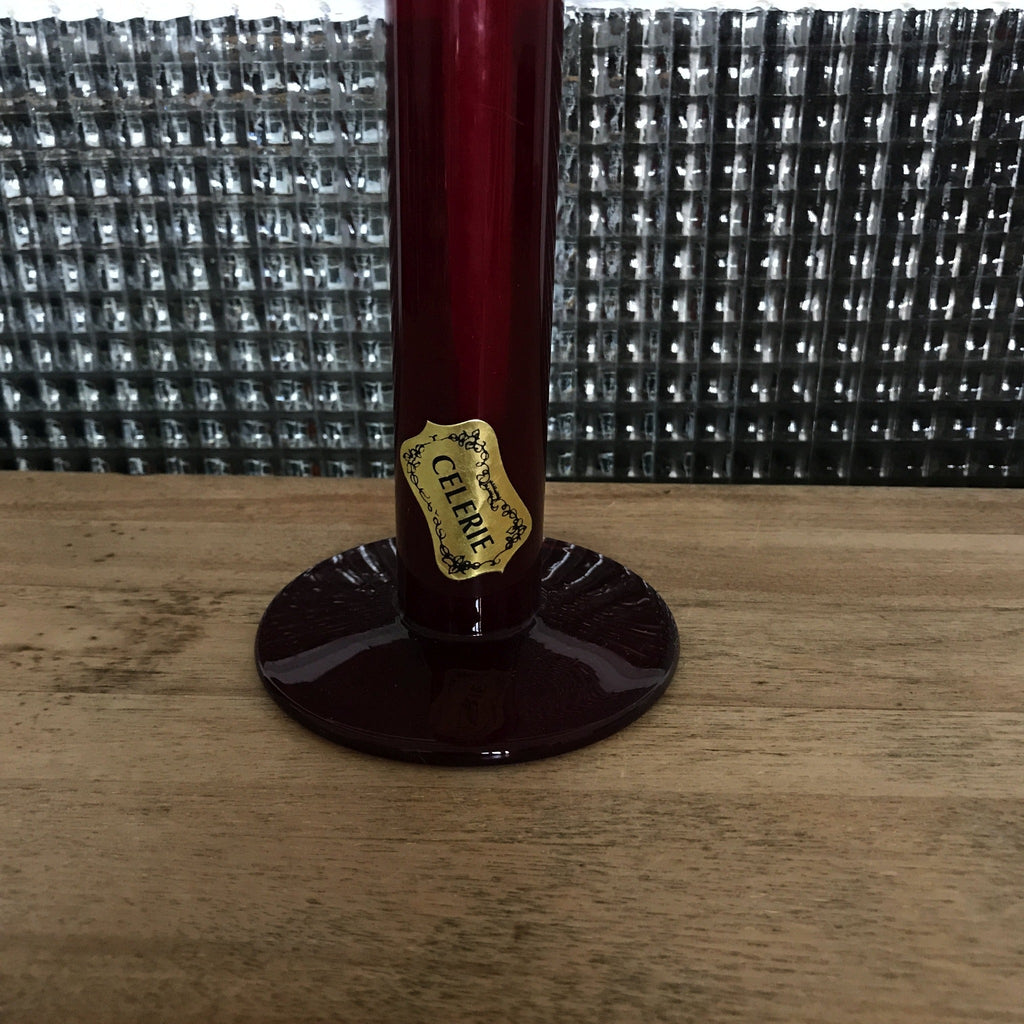 Soliflore droit en verre moulé rouge bordeaux - Hello Broc