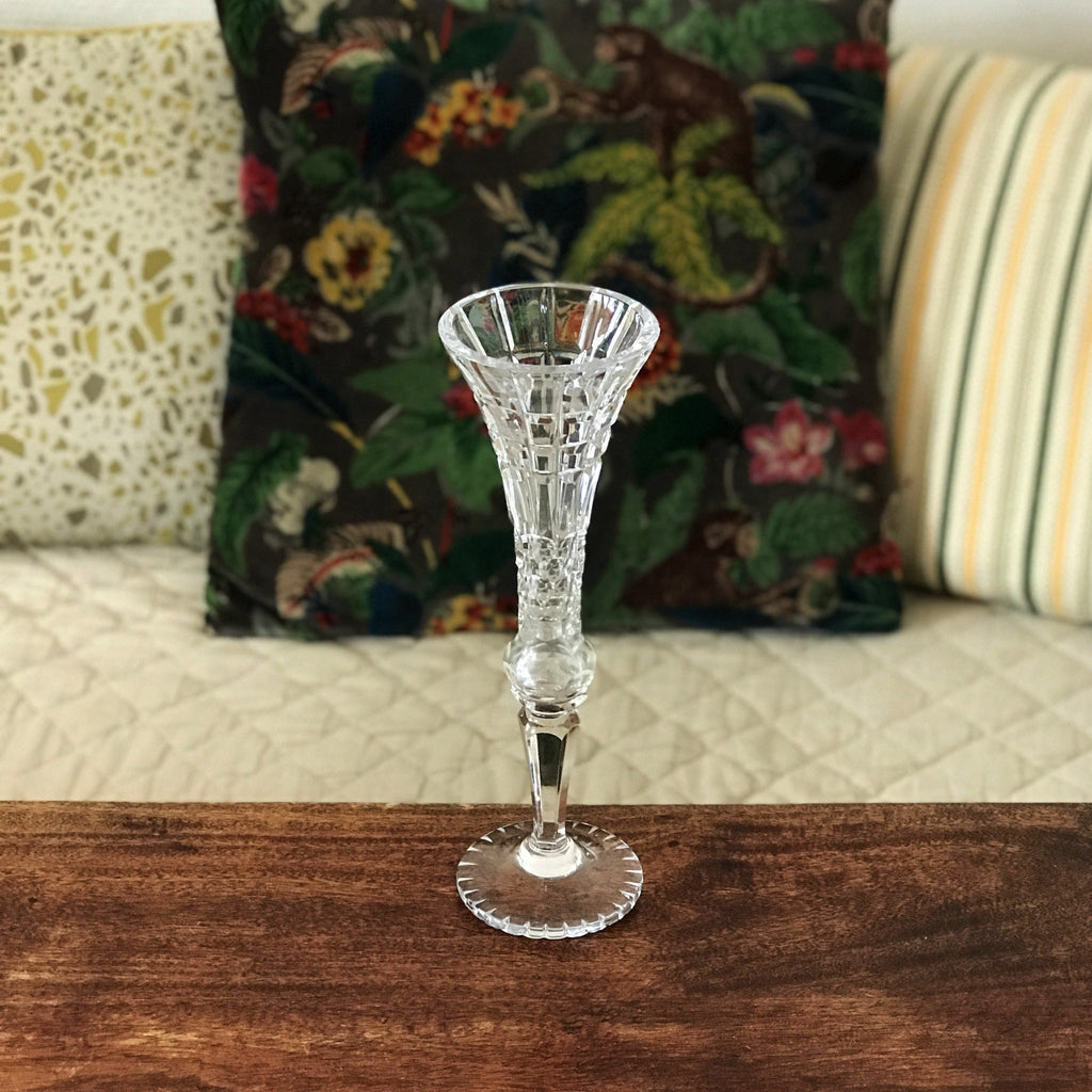 Soliflore sur pied rond en cristal taillé haut évasé 25 cm - Hello Broc