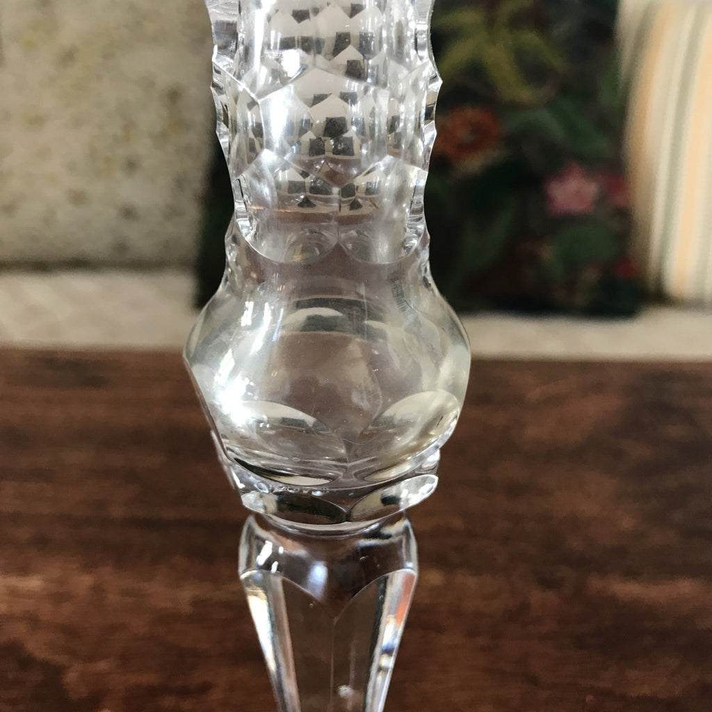 Soliflore sur pied rond en cristal taillé haut évasé 25 cm - Hello Broc