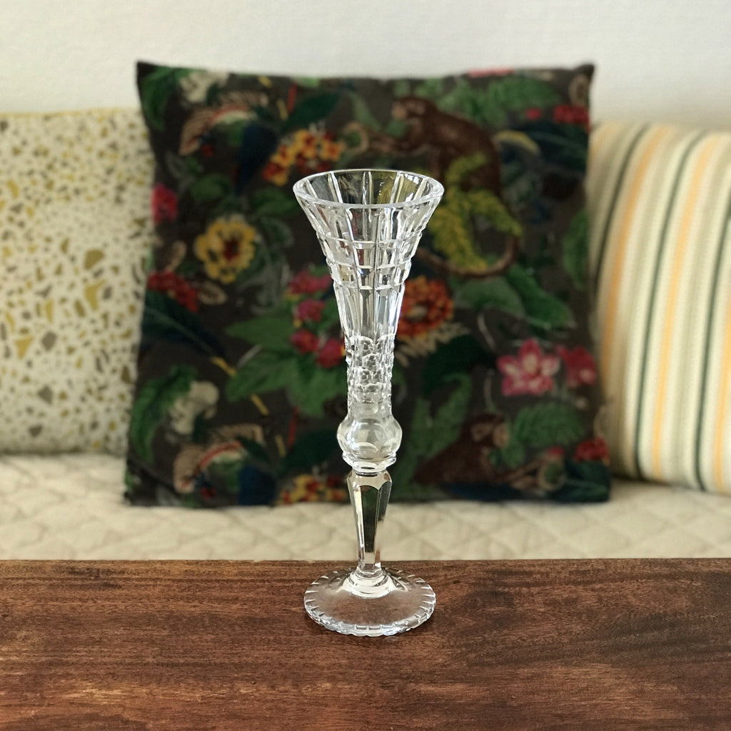 Soliflore sur pied rond en cristal taillé haut évasé 25 cm - Hello Broc