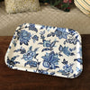 Grand plateau rectangulaire en fibre de verre décor grosses fleurs bleues - Hello Broc