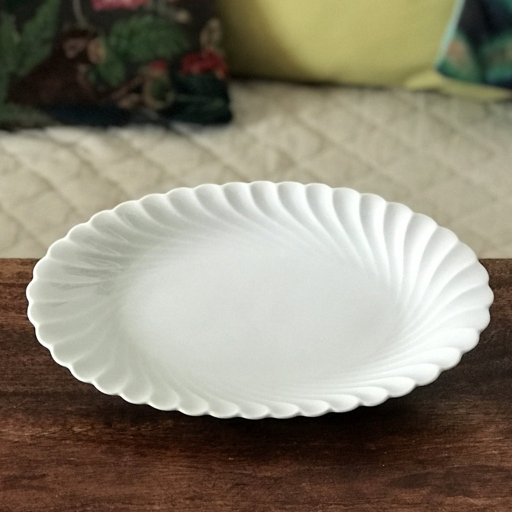 Ravier ovale en porcelaine blanche de Limoges Haviland Torse - 2 en stock - Hello Broc