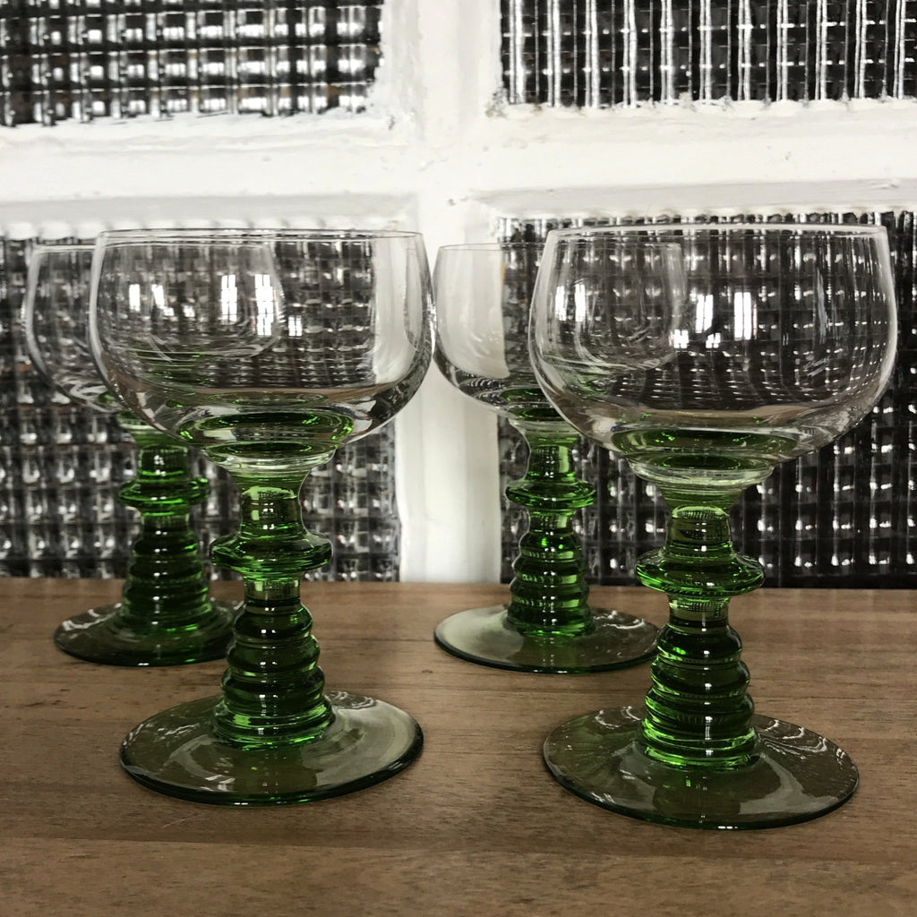 Lot de 4 verres à vin d'Alsace ou Allemagne en cristal bicolore - Hello Broc