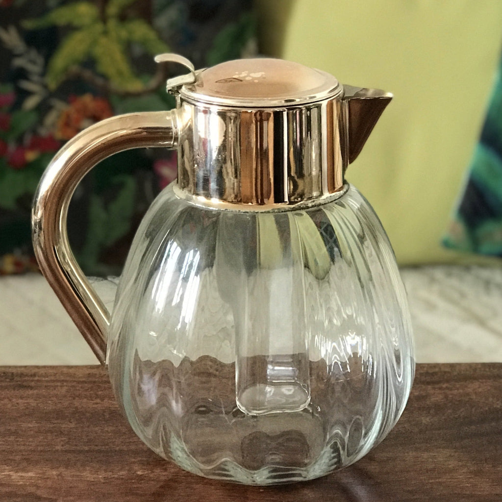 Pichet à orangeade ou citronnade vintage en verre moulé - Hello Broc