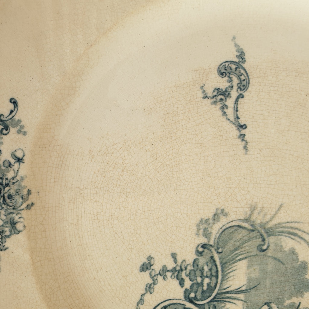 Lot de 6 assiettes plates en faïence de Lunéville K&G décor Rocaille Hérons par Hello Broc brocante en ligne