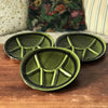 Lot de 3 assiettes à fondue Niderviller émaillé vert kaki bordure noire - Hello Broc