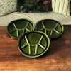 Lot de 3 assiettes à fondue Niderviller émaillé vert kaki bordure noire - Hello Broc