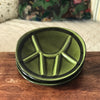 Lot de 3 assiettes à fondue Niderviller émaillé vert kaki bordure noire - Hello Broc