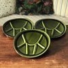 Lot de 3 assiettes à fondue Niderviller émaillé vert kaki bordure noire - Hello Broc