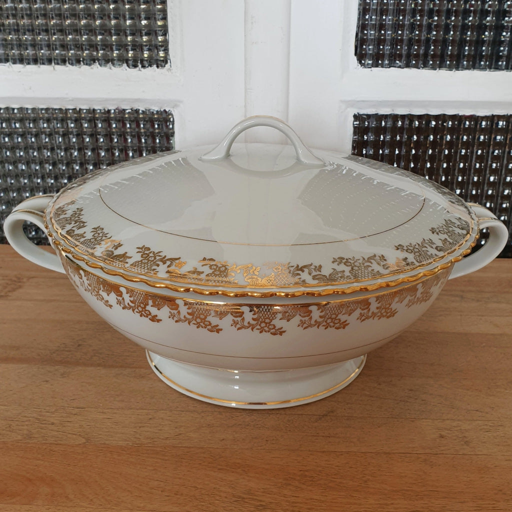 Soupière blanche ADP en porcelaine de luxe décor doré - Hello Broc