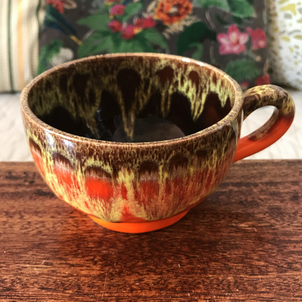 Bol à bouillon vintage années 70 orange et marron en céramique de Vallauris par Hello Broc brocante en ligne