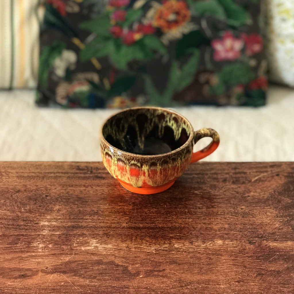 Bol à bouillon vintage années 70 orange et marron en céramique de Vallauris par Hello Broc brocante en ligne