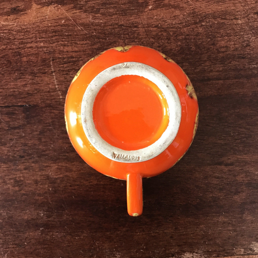 Bol à bouillon vintage années 70 orange et marron en céramique de Vallauris par Hello Broc brocante en ligne