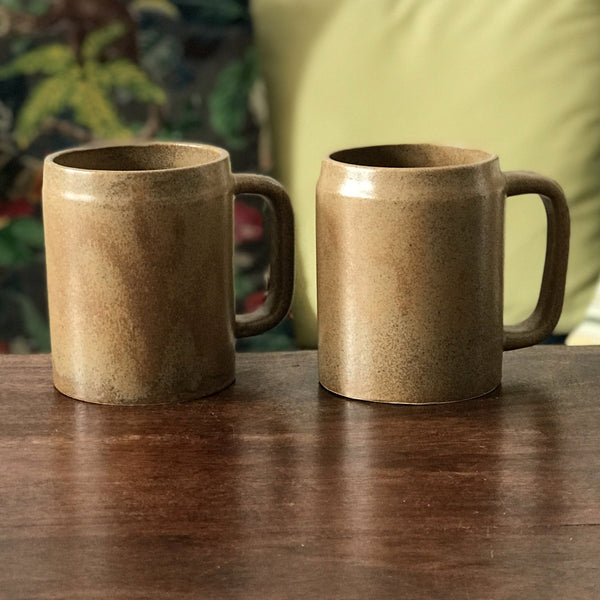 Paire de mugs géants ou grandes tasses chopes vintage en grès - Hello Broc