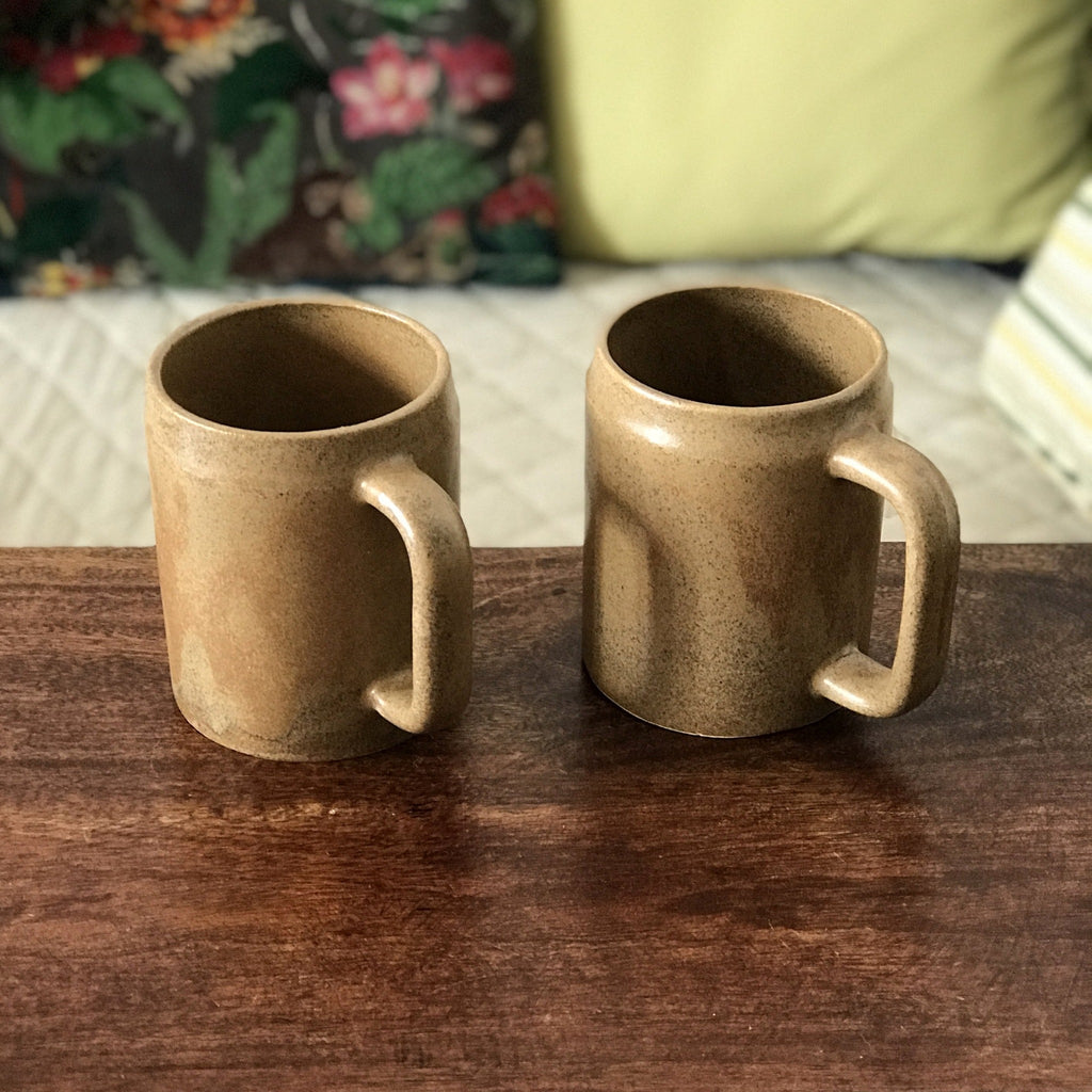 Paire de mugs géants ou grandes tasses chopes vintage en grès - Hello Broc