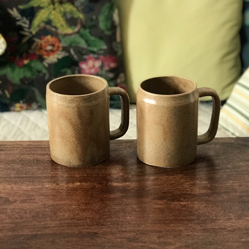 Paire de mugs géants ou grandes tasses chopes vintage en grès - Hello Broc