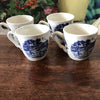 Lot de 4 tasses en faïence de Sarreguemines décor Derby bleu - Hello Broc